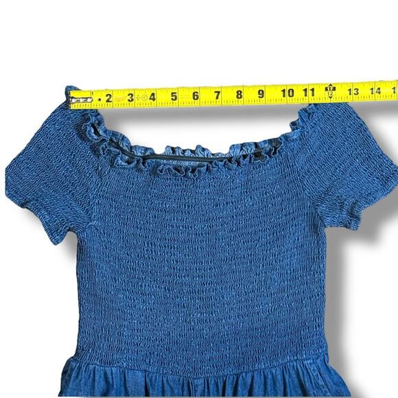 Blue Rain Denim Jumper Womens Blue Ellison Smocked Chambray Pantsuit Size S - Picture 6 of 12